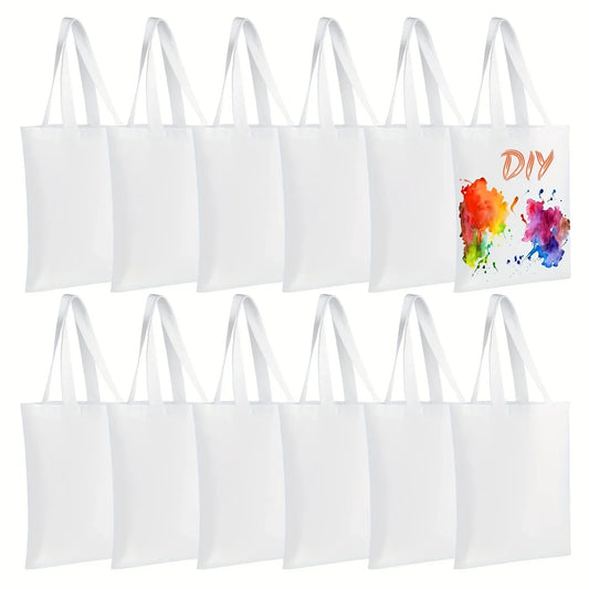 6 Pack Blank DIY Tote Bags-Washable, Reusable Grocery Bags for Heat Transfer/Sublimation Projects, Ideal for Shopping & Errands - Earthly Boutique