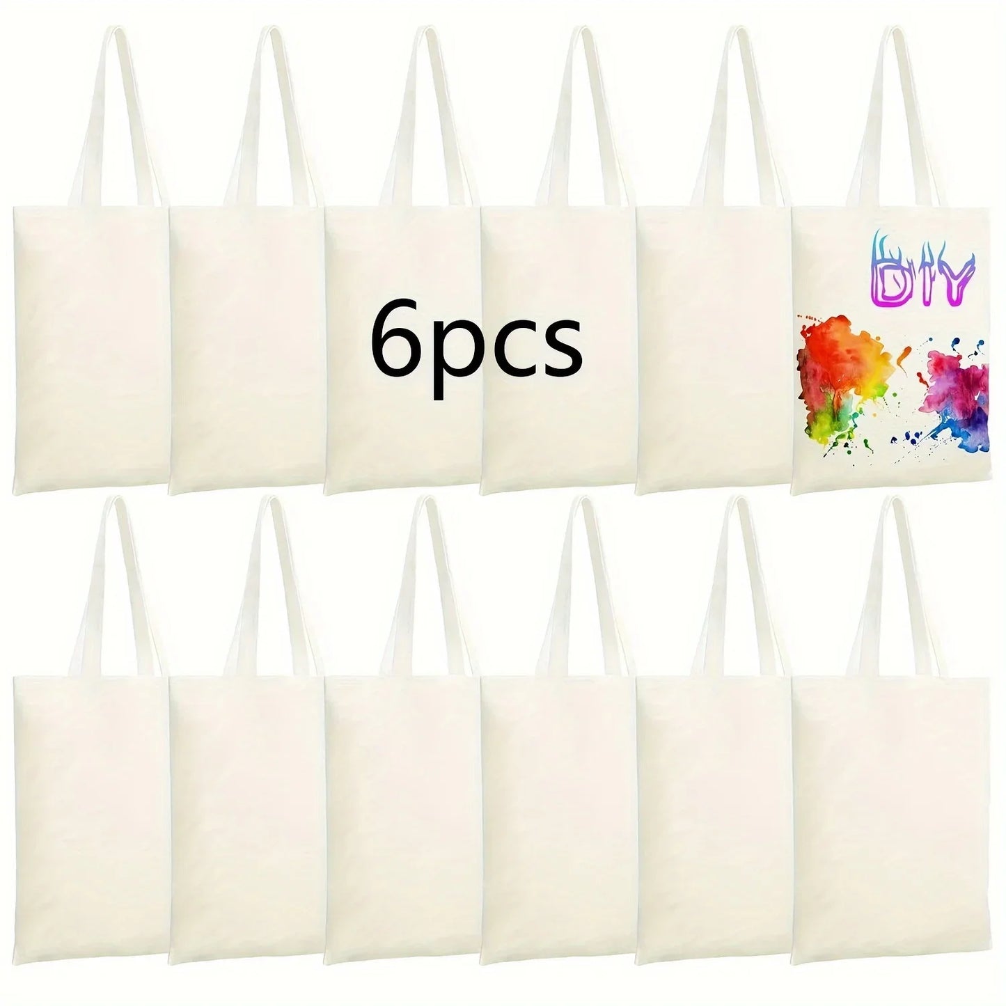 6 Pack Blank DIY Tote Bags-Washable, Reusable Grocery Bags for Heat Transfer/Sublimation Projects, Ideal for Shopping & Errands - Earthly Boutique