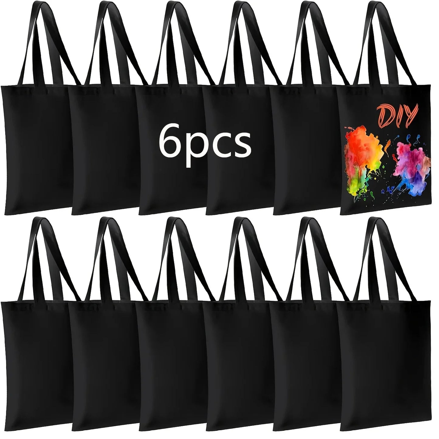 6 Pack Blank DIY Tote Bags-Washable, Reusable Grocery Bags for Heat Transfer/Sublimation Projects, Ideal for Shopping & Errands - Earthly Boutique